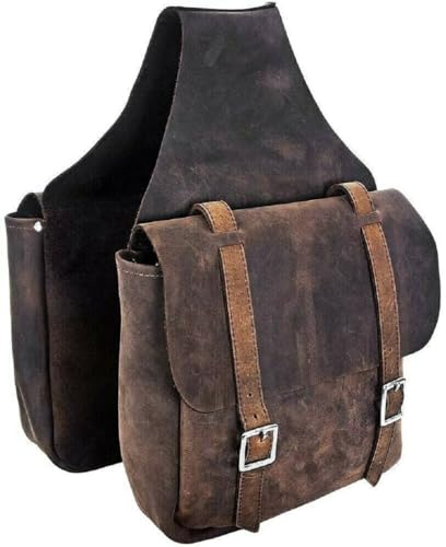 EQUIGEAR Western-Leder-Satteltasche für Pferde | Reitvergnügen Wanderritt geeignet für Reiten und Fassrennen | Satteltasche mit verstellbarem Riemen GRÖSSE: 10"X10"X3" SA-80 von EQUIGEAR