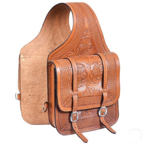 EQUIGEAR Western-Leder-Satteltasche für Pferde | Reitvergnügen Wanderritt geeignet für Reiten und Fassrennen | Satteltasche mit verstellbarem Riemen GRÖSSE: 10"X10"X3" SA-87 von EQUIGEAR