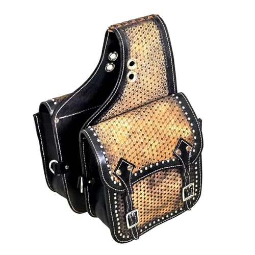 EQUIGEAR Western-Leder-Satteltasche für Pferde | Reitvergnügen Wanderritt geeignet für Reiten und Fassrennen | Satteltasche mit verstellbarem Riemen GRÖSSE: 10"X10"X3" SA-96 von EQUIGEAR