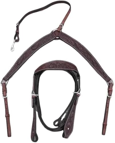 EQUIGEAR Western-Leder-Set mit handgefertigtem Kopfstück und Vorderzeug mit Zügeln. /Size-Full,Cob,Pony AO-00599 (Full) von EQUIGEAR