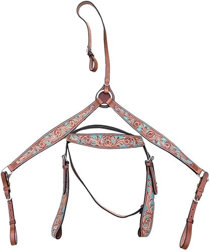 EQUIGEAR Western-Leder-Set mit handgefertigtem Kopfstück und Vorderzeug mit Zügeln. /Size-Full,Cob,Pony AV-026 (Full) von EQUIGEAR