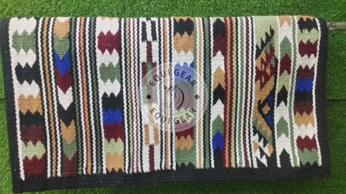 EQUIGEAR Western Ranch Horse Satteldecke aus neuseeländischer Wolle, Western-Design, handgefertigte Satteldecke, Wollpolster, Sensor Flex (Anpassung möglich) ZA30 (32" x 32") von EQUIGEAR