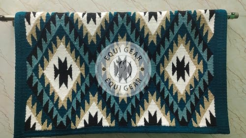 EQUIGEAR Western Show Horse Satteldecke aus neuseeländischer Wolle, Western-Design, handgefertigte Satteldecke, Wollpolster, Sensor Flex (Anpassung möglich) AQ114 (36" x 36") von EQUIGEAR