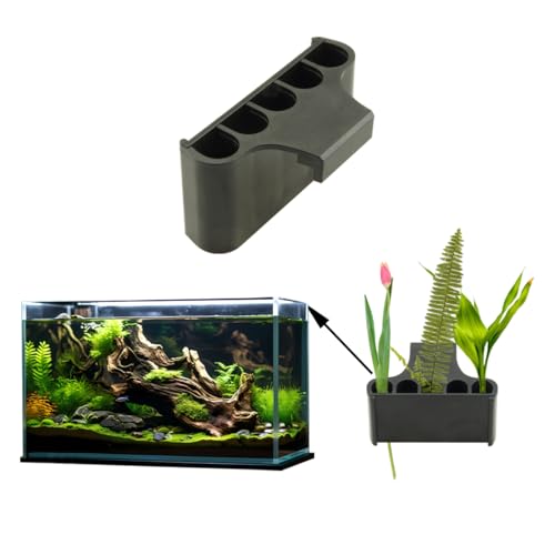 Aquarium-Pflanzenhalter, Aquarium-Pflanzenhalter, Aquarium-Deckel-Clips, Aquarium-Pflanztopf, Hydrokultur-Pflanzgefäß, Wasserpflanzen-Becher für Aquascape-Dekorationen (schwarz, 1 Stück randlos) von EQUIJUANCE