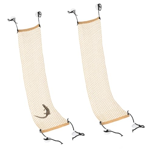 EQUIJUANCE Bartdrachen-Hängematte, faltbares Netz-Kletternetz mit Saugnäpfen, 2 Stück (Gelb, 2 Stück - 90 cm) von EQUIJUANCE