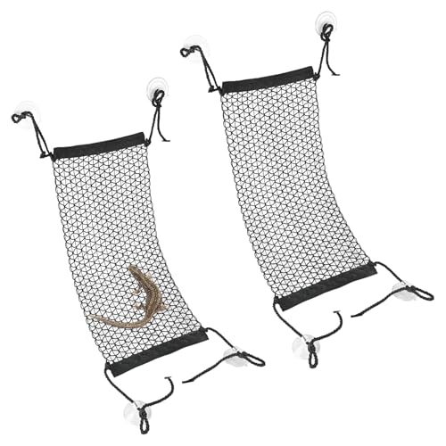 EQUIJUANCE Bartdrachen-Hängematte, faltbares Netz-Kletternetz mit Saugnäpfen, 2 Stück (Schwarz, 2 Stück - 45 cm) von EQUIJUANCE