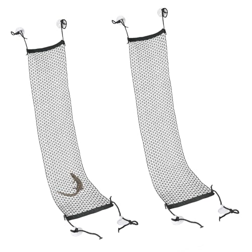 EQUIJUANCE Bartdrachen-Hängematte, faltbares Netz-Kletternetz mit Saugnäpfen, 2 Stück (Schwarz, 2 Stück - 90 cm) von EQUIJUANCE