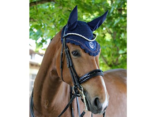 EQUILYX® Fliegenohren für Pferde aus hochwertigem Satin, ergonomische Passform, optimale Luftzirkulation (Warmblut, Navy) von EQUILYX
