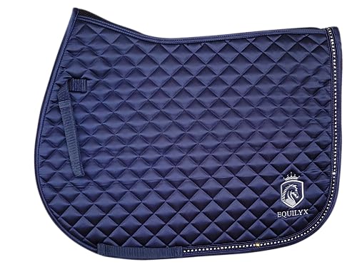 EQUILYX® Schabracke für Pferde aus hochwertigem Satin, ergonomische Passform, optimale Luftzirkulation, Vielseitigkeit (Warmblut Vielseitigkeit, Navy) von EQUILYX