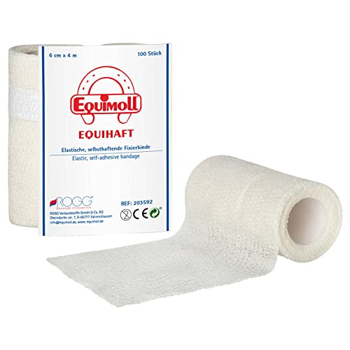 EQUIMOLL Equihaft Elastische Selbsthaftende Tierbandage für Tiere | Haftbandage Fixierbinde für Pferde, Hunde, Katzen und andere Tiere [12cm x 4m | 8er Pack] von EQUIMOLL