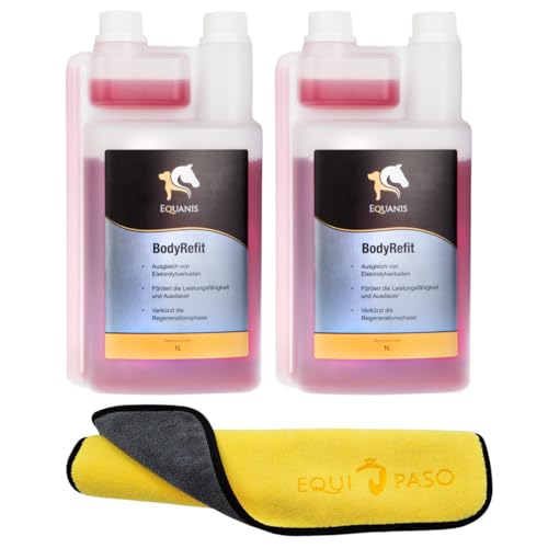 Equanis Set | Body Refit | 2X 1 Liter flüssig | verkürzt Regenerationszeit, mit wichtigen Elektrolyten, Nahrungsergänzung für Pferde + Equipaso Profi Mikrofaser Tuch Gratis Equanis Set | Body Refit | 2X 1 Liter flüssig | verkürzt Regenerationszeit, mit wichtigen Elektrolyten, Nahrungsergänzung für Pferde + Equipaso Profi Mikrofaser Tuch Gratis von EQUIPASO