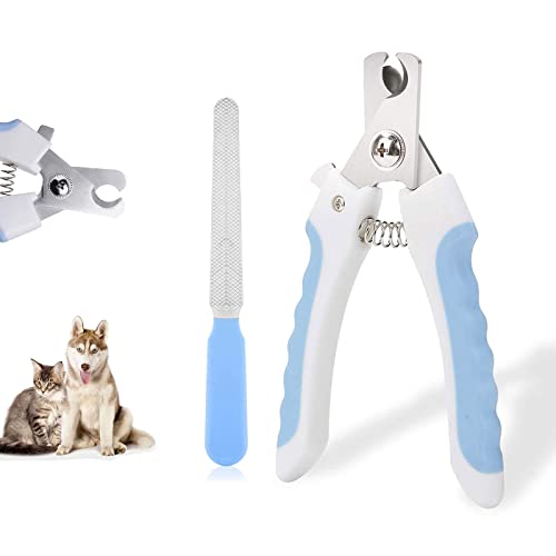 ERBO Krallenschere Krallenschneider für Hunde und Katzen mit Nagelfeile Edelstahl Krallenzange Hund - Katzen Nagelschere - Nagelschere Hund - Hohe Qualität Nagelschere Nagelknipser (Blau, L) von ERBO