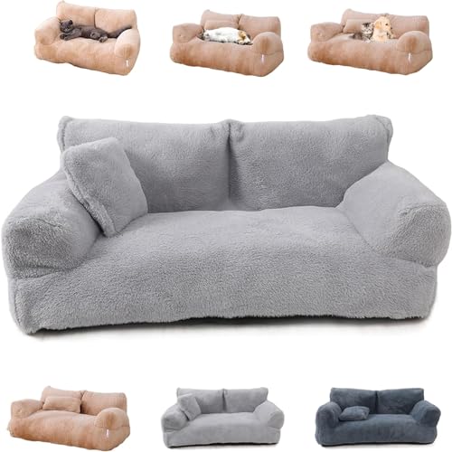 ERGRFHNL Revuera Pet Sofa, Revuera Calming Pet Sofa, Revuera Pet Bed, Calming Dog Bed Fluffy Plush Pet Sofa, Dog Sofa Couch Bed for Large Small Dogs & Cats up to 110 lbs (2XL,Light Gray) von ERGRFHNL