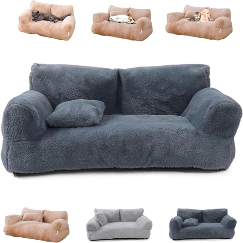 ERGRFHNL Revuera Pet Sofa, Revuera Calming Pet Sofa, Revuera Pet Bed, Calming Dog Bed Fluffy Plush Pet Sofa, Dog Sofa Couch Bed for Large Small Dogs & Cats up to 110 lbs (S,Dark Gray) von ERGRFHNL