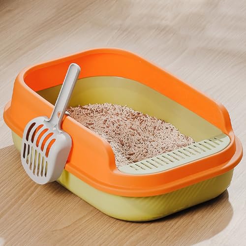 Katzenklo mit Schaufel, offen, ohne Deckel, Katzentoilette, hoher Abnehmbarer Rand, Für große Katzen, Kätzchen, Toilet, XXL Toilette, Cat Litter Box von ERHAOG