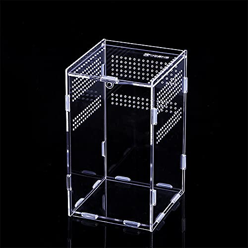 Reptil Fütterungsbox Acryl,Transparente Reptilienzuchtbox, Mini Terrarium Transportbox, für Reptilien Und Amphibien, Transparente Acryl Reptilienzuchtbox für Eidechse, Spide, Hornfrosch, Käfer von WEIWUXIAN
