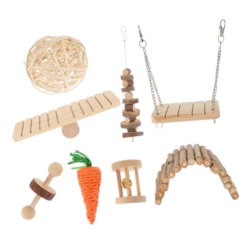 ERINGOGO 1 Satz Hamster Holzspielzeug mit Schaukel und Wippe Teiliges Kauspielzeug für Kleine Haustiere Wie Hamster Meerschweinchen und Fördert Bewegung und Spielspaß Langlebig aus von ERINGOGO