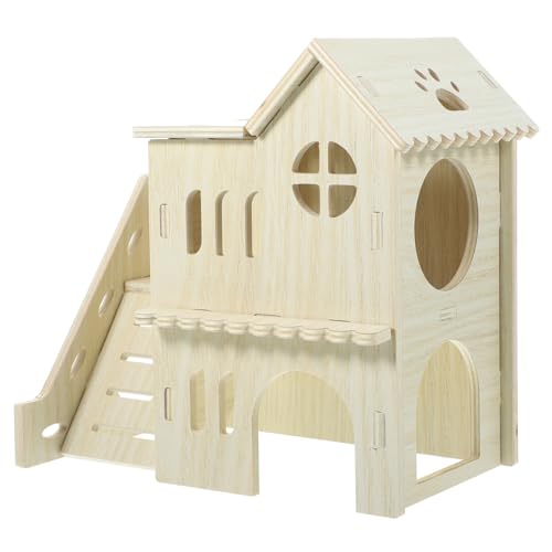 ERINGOGO 1 Satz Hamster Massives Holzhause Laufstall Rampe Schlafen Gemütlich Meerschweinchen -versteck Drinnen Hütte Nest Klein Für Verstecken Multi Kammer Hölzern von ERINGOGO