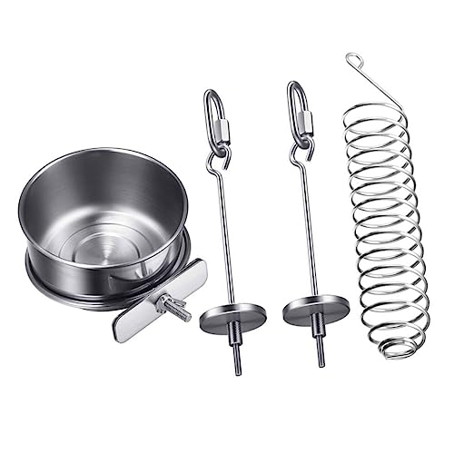 ERINGOGO 1 Satz Vogel liefert Tasse Wasservogel Spieß Futterspender Vogelfutterhaus für Käfig Käfige Bird Toys Vogelfutterbehälter Hängenden Vogelhäuschen Rostfreier Stahl Silver von ERINGOGO