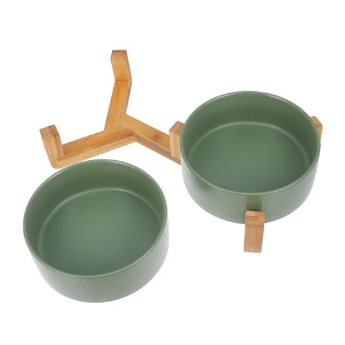 ERINGOGO 1 Set Erhöhter Hundenapf Aus Keramik Mit Ständer, Hundenapf Für Tierfutter, Wassernapf Mit Holzständer von ERINGOGO