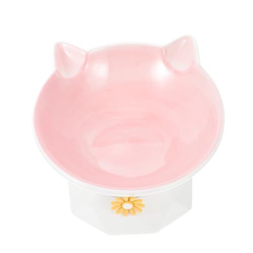 ERINGOGO 1 Stück Katze Schräge Schüssel Kätzchen Schüssel Kätzchenwasserschale Katzennapf Haustiergeschirr Für Katzen Katzenfutter Katzennäpfe Fütterungsschale Keramik Rosa von ERINGOGO