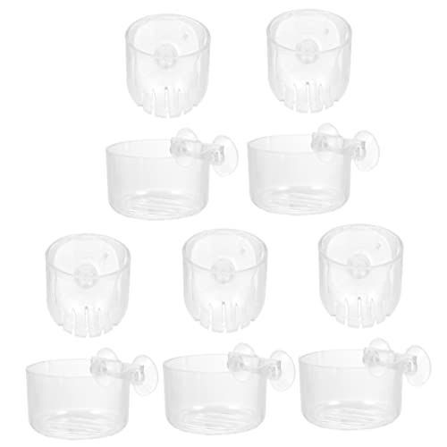 ERINGOGO 10 Stück Wasserpflanzenbecher Klarer Pflanzentopf Saugnapf Im Wasser Blumentöpfe Für Aquarien Aquarium-landschaftsdekoration Loch Pflanztopf Für Aquarien Wasser- Natürlich Acryl von ERINGOGO