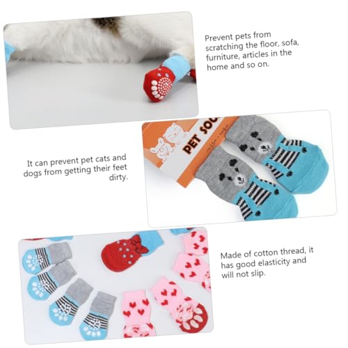ERINGOGO 16 Stück Teiliges Baumwoll hundesocken Winter Warm rutschfest Pfotenschutz für Kleine und Mittlere Hunde in Blau Weiß Rot Atmungsaktiv und Komfortabel von ERINGOGO