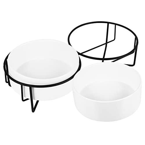 ERINGOGO 1Satz Haustiernapf Teilig Keramische Futter Und Trinknäpfe Für Katzen Stabiler Schwarzer Metallhalterung Auslaufsicher Und rutschfest Für Katzen ERINGOGO 1Satz Haustiernapf Teilig Keramische Futter Und Trinknäpfe Für Katzen Stabiler Schwarzer Metallhalterung Auslaufsicher Und rutschfest Für Katzen von ERINGOGO