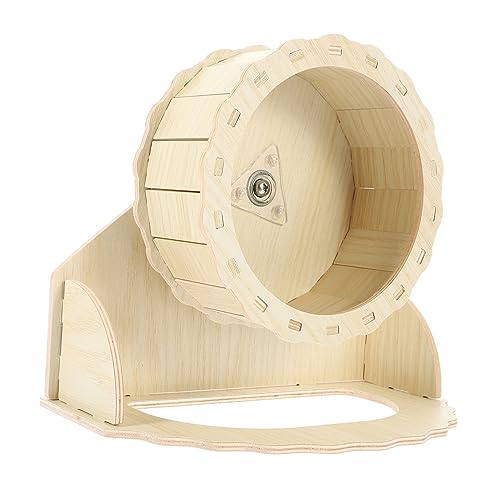 ERINGOGO 1Satz Hölzernes Laufradspielzeug für Kleine Hamster Geräuschloses Rad Halterung für Unterhaltungs und Bewegungsbedarf von Kleintieren von ERINGOGO