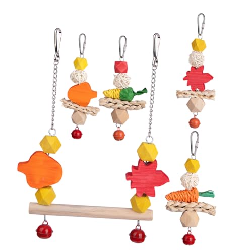 ERINGOGO 1satz Wellensittich Spielzeug Teiliges Holzspielzeug Für Vögel Inklusive Schaukel Und Zubehör Hängespielzeug Für Papageien Nymphensittiche Und Andere Kleinvögel Sicher Und von ERINGOGO