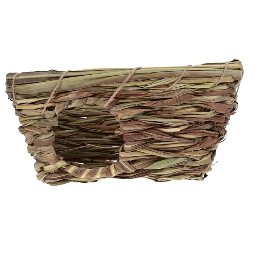 ERINGOGO Grasgewebtes Hamsterhaus Handgewebte Hütte für Kleintiere Haustiernest für Hamster und Kaninchen Naturstroh Verschleißfestes Design von ERINGOGO