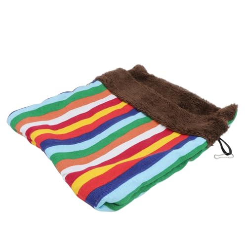 ERINGOGO Kuschelnest Für Kleine Haustiere Warmes Schlafsack Im Rainbow-Streifen Design Weiche Winddichte Baumwollfüllung Für Hamster Katzen Und Kleintiere Praktisches Hängendes von ERINGOGO