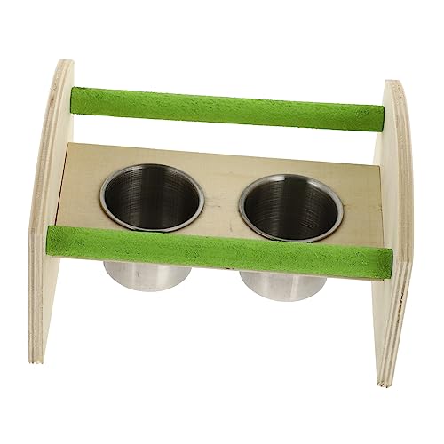ERINGOGO 1stück Vogelstand Mit Futterbechern Holzregal Für Vögel Spielstand Trainingstisch Für Wellensittiche Nymphensittiche Und Andere Haustiervögel Mit Edelstahlbechern Zur von ERINGOGO