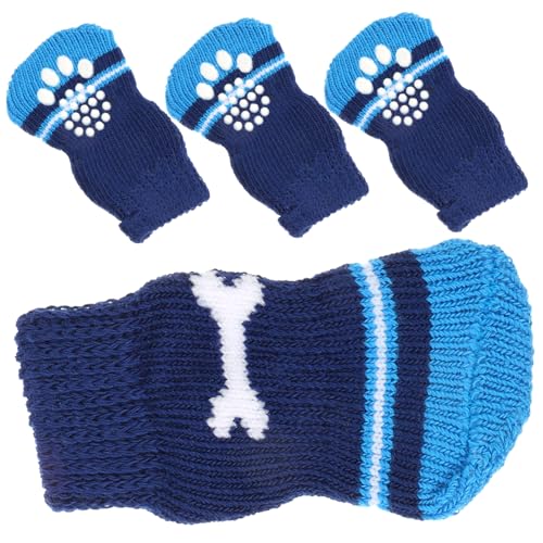 ERINGOGO 2 Paare Haustier Socken Welpen Für Slip-hundesocken Tragbare Hundesocken Kompakte Haustiersocken Hundemütze Beagle Winterkleidung Für Hunde Welpenbedarf Hundestiefel Navy Baumwolle von ERINGOGO