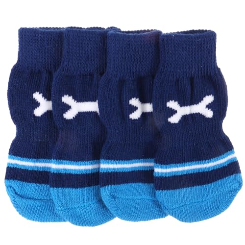 ERINGOGO 2 Paare Haustier socken hundesocken Dog Socks Hundepfotensocken Socken für Hunde Socken für Haustiere und Besitzer Hundestiefel waschbarer Pfotenschutz Welpenbedarf Baumwolle Navy von ERINGOGO