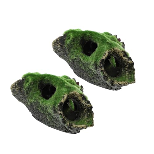 ERINGOGO 2 Stück Aquarium Landschaftsornament Dekorationen Treibholz Hohlholz Moos Terrarium Höhle Versteck Stamm Tunnel Kleine Und Große Baumverstecke Fischtank Ornamente von ERINGOGO