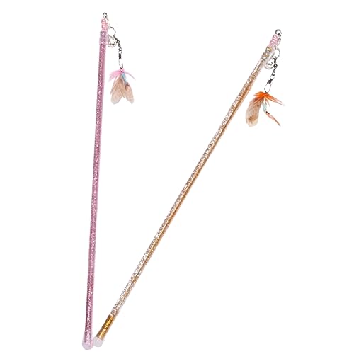 ERINGOGO 2stücke Zauberstab-Spielzeug Für Katzen Katzenangel Teaser Stick Interaktives Katzenspielzeug Für Hauskatzen Katze Jagdinstinkt Aktivierung Katzenspielzeug Für Gemeinsames Spiel von ERINGOGO