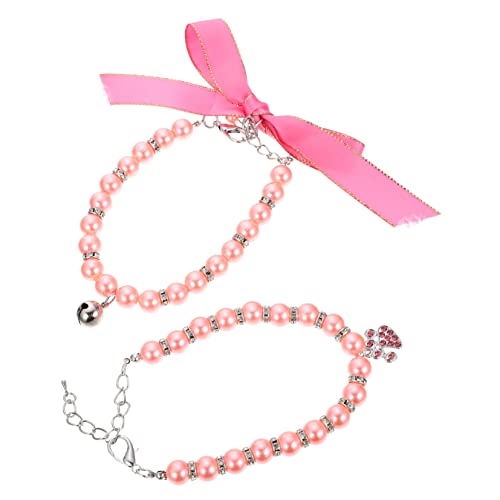 ERINGOGO 2stücke Katzenhalsband Mit Perle Für Mädchenkatze Verstellbarer Party-halskragen Dekoratives Haustierhalsschmuck Welpenhalsband Aus Hochwertigem Material von ERINGOGO