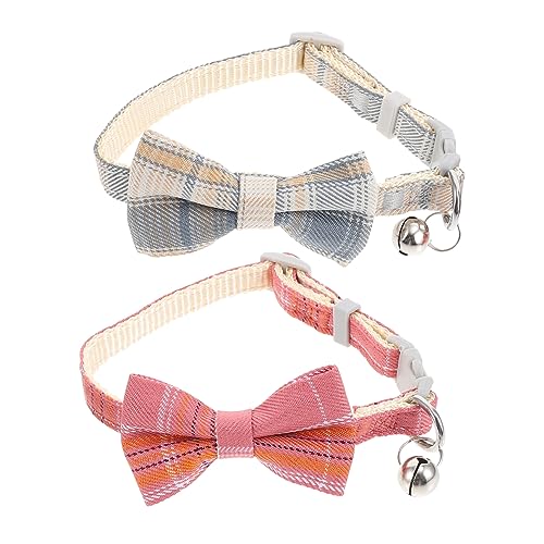 ERINGOGO 2 Stück Katzenhalsband Krawatte Katzenhalskette Schleife Geburtstag Ausgefallen Süß Rosa Haustier Halsdekor Welpenhalsbänder Hundehalsgürtel Verstellbar von ERINGOGO
