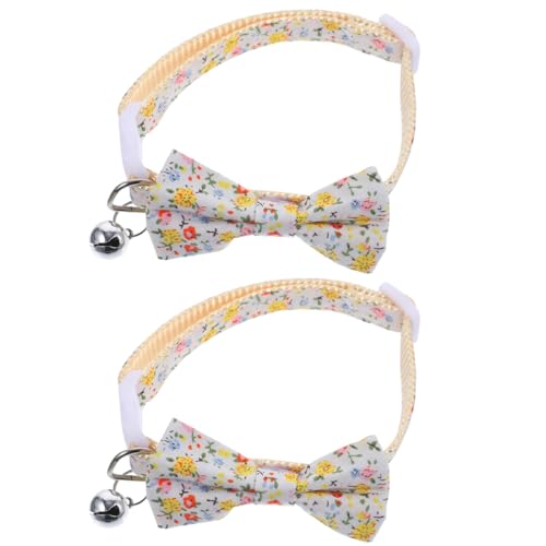 ERINGOGO 2 Stück Katzenhalsband Mit Glöckchen Katzen Kätzchen Pfosten Hunde Weiche Fliege Katzenbedarf Welpenhalsband Verstellbar Haustier Katzenhalsband Verstellbares von ERINGOGO