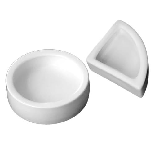 ERINGOGO 2 Stück Keramik Reptilien Futter Wassernapf rutschfeste Langlebige Schalen für Echsen und Hornfrösche Mittlere Weiß Geeignet für Terrarienpflege von ERINGOGO