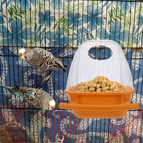 ERINGOGO 2 Stück Parrot Cage Food Holder Robuster Kunststoff Vogelfutternapf und Wasserspender Hängend Vielseitig Einsetzbar für Kleine Vögel und Geflügel Einfache Reinigung Braun von ERINGOGO