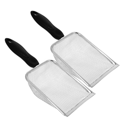 ERINGOGO 2 Stück Schaufel Für Katzenstreu Müllschaufel Katzenstreu Mit Metallschaufel Abfallschaufel Mit Halter Abfallschaufel Mit Langem Griff Katzenschaufel Scoop Black Rostfreier Stahl von ERINGOGO