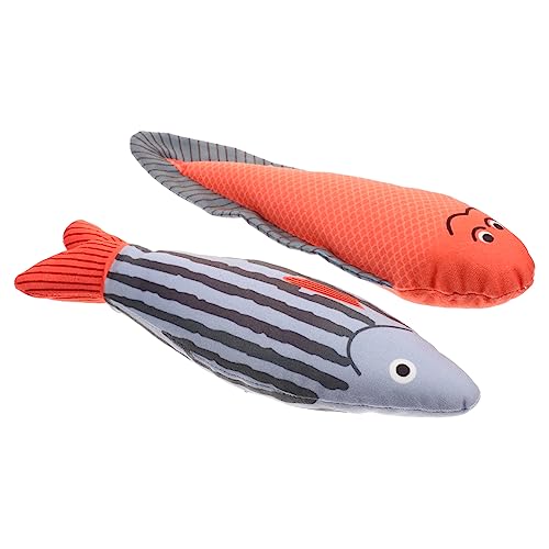 ERINGOGO 2 Stück Simuliertes Fischspielzeug Katzenspielzeug Interaktiv Interaktives Katzenspielzeug Katzenminze Spielzeugkatze Plüsch Kätzchenspielzeug Polyester von ERINGOGO