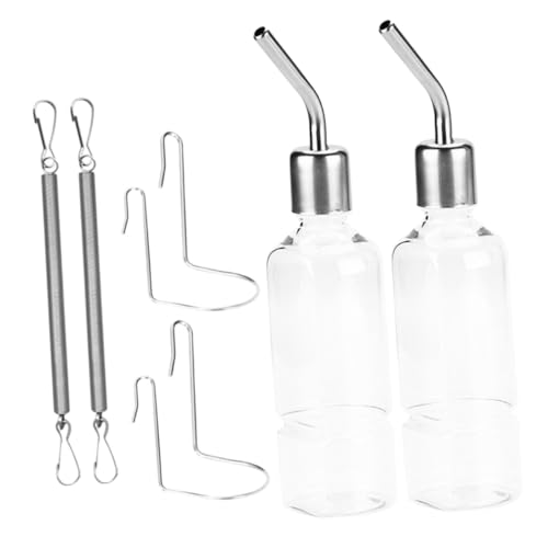 ERINGOGO 2 Stück Teiliges Edelstahl Trinkflasche für Kaninchen Hamster Meerschweinchen Auslaufsicher mit Langlebigem Hänger Tropffrei Einfache Installation Umweltfreundlich und Sicher für von ERINGOGO