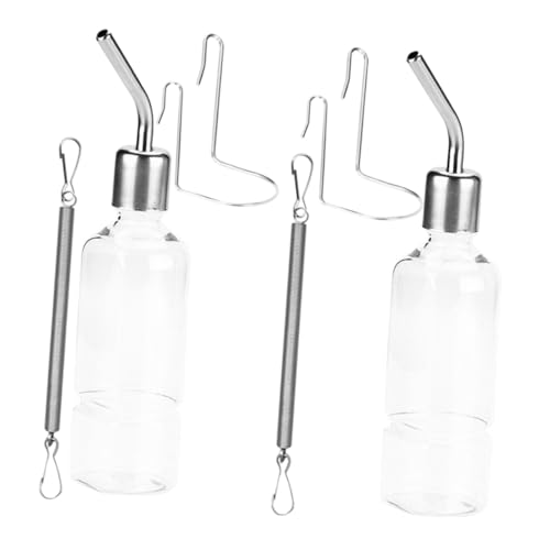 ERINGOGO 2 Stück Trinkflaschen für Kleintiere Edelstahl Wasserspender mit Aufhängung Auslaufsicher für Hamster Meerschweinchen Kaninchen Nager Terrarium Zubehör von ERINGOGO
