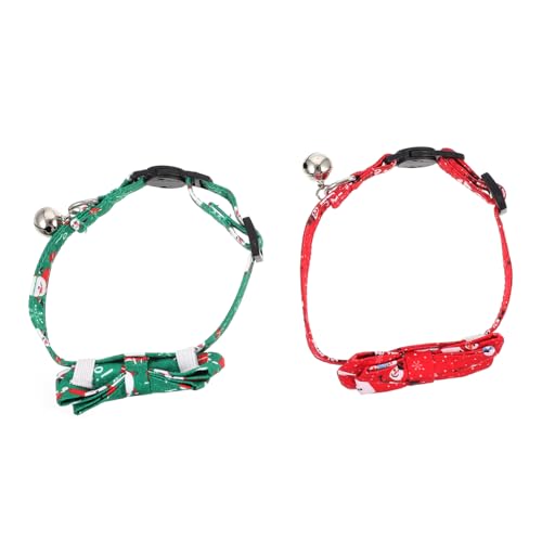 ERINGOGO 2 Stück Weihnachtliches Katzenhalsband mit Verstellbarer Schleife und Glocke Umweltfreundliches Komfortables Haustier Zubehör für Festliche Dekoration Passend für Katzen und von ERINGOGO