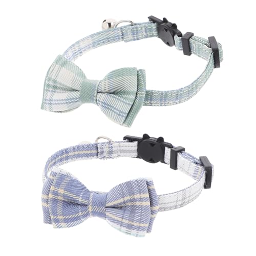 ERINGOGO 2Er-Pack Katzenhalsband mit Schleife Katzenhalsband mit Glocke Haustierkettenkragen Katzenfliege mit Glöckchen Krawattenhalsbänder für Kätzchen Kätzchen-Krawattenkragen Stoff von ERINGOGO
