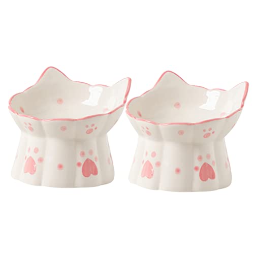 ERINGOGO 2Stücke Erhöhte Keramikkatzenfutterschalen Ergonomisches Design für Bequemes Fressen und rutschfest Reinigen für Katzen und Kleine von ERINGOGO