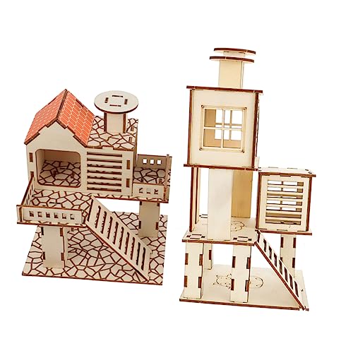 ERINGOGO 2Stücke Hamster Holzspielzeug Klettergerüst Mit Sicheres Haustier Aus Naturholz Für Hamster Rennmäuse Und Andere Kleintiere Fördert Spaß von ERINGOGO